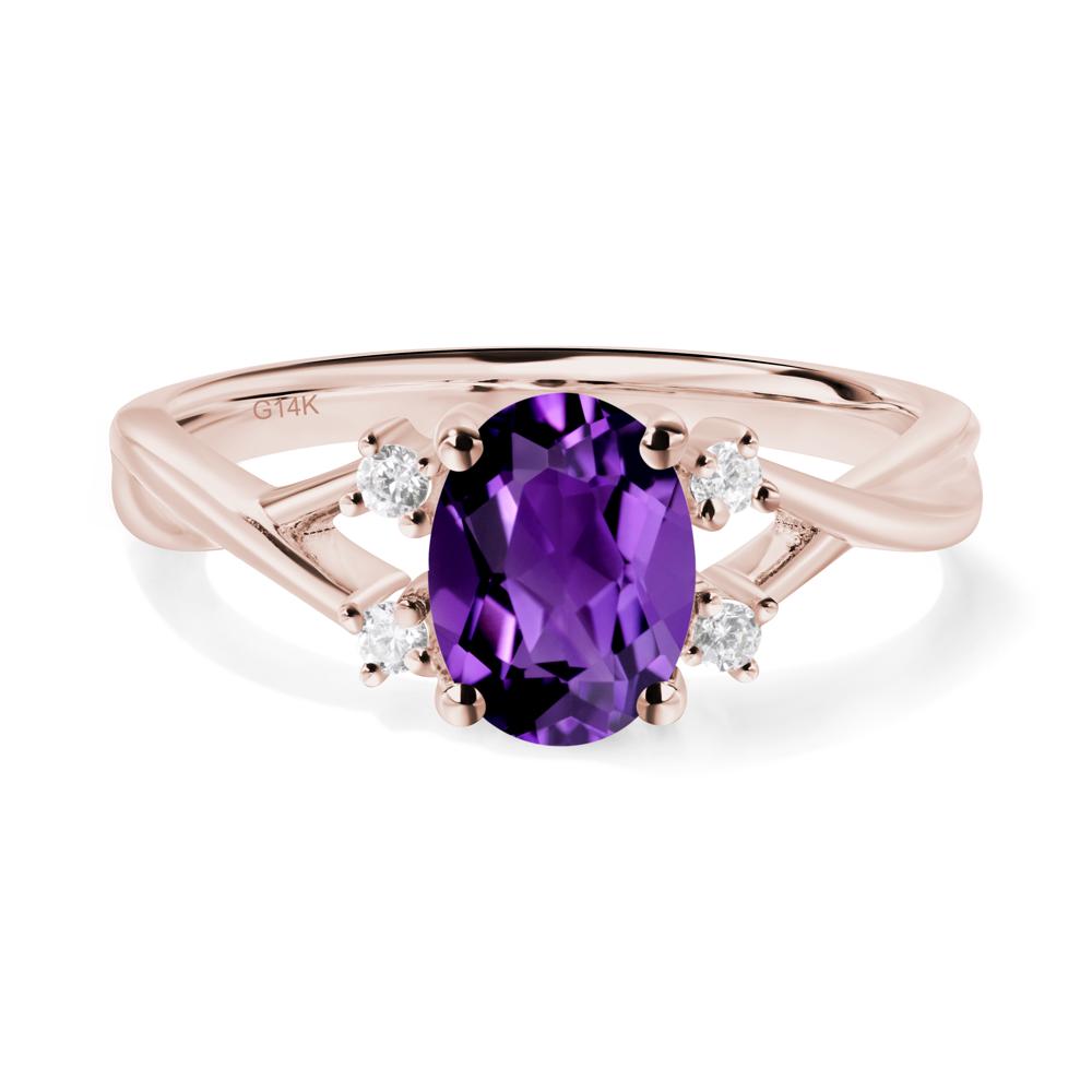 Oval Amethyst Wedding Ring Set - LUO Jewelry #metal_14k rose gold