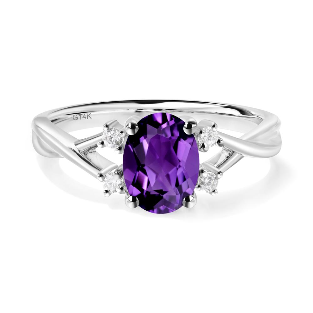 Oval Amethyst Wedding Ring Set - LUO Jewelry #metal_14k white gold