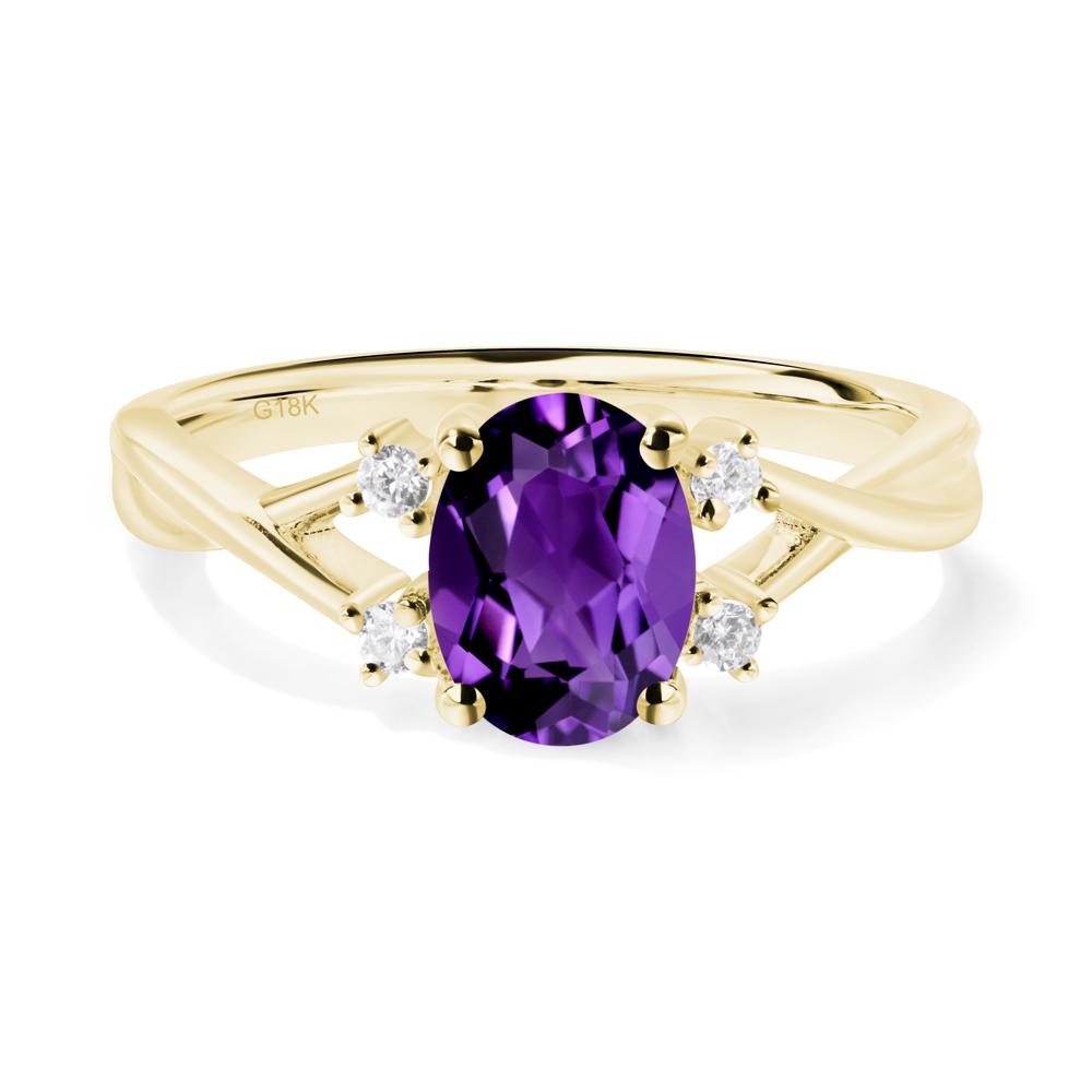 Oval Amethyst Wedding Ring Set - LUO Jewelry #metal_18k yellow gold