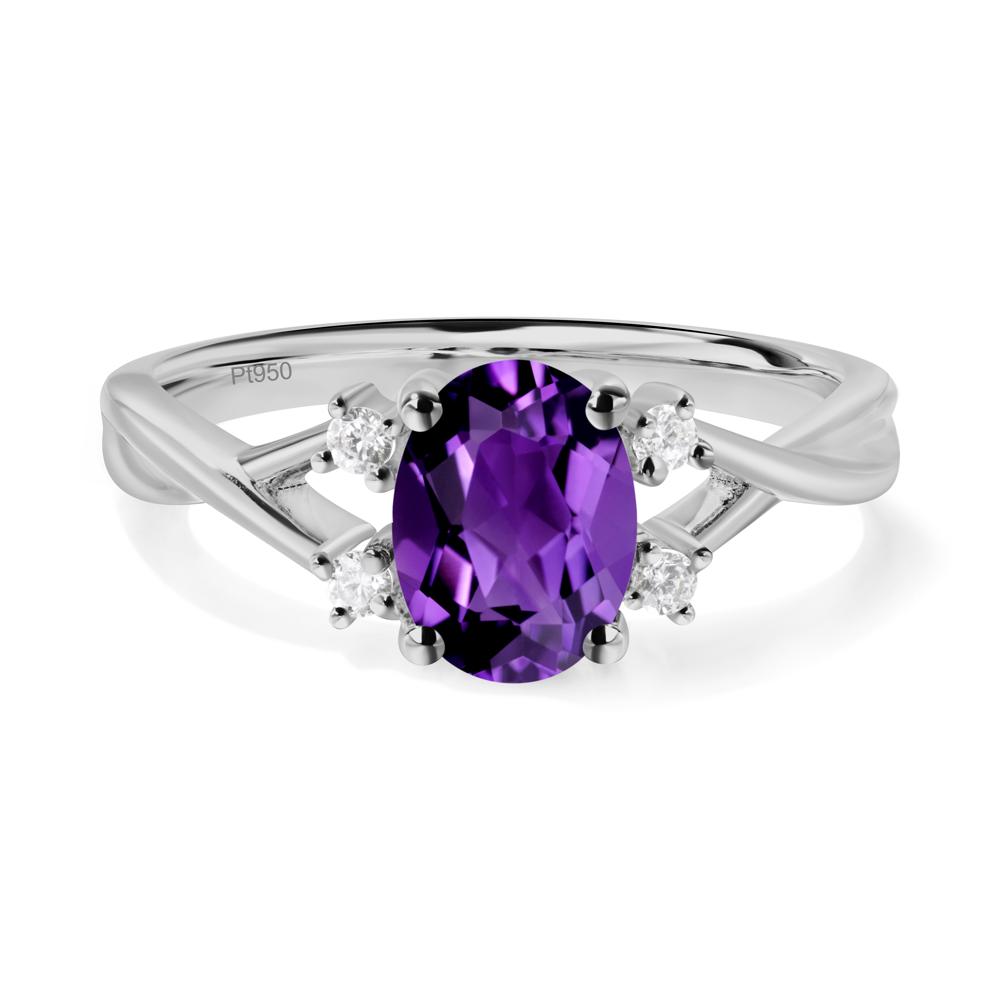 Oval Amethyst Wedding Ring Set - LUO Jewelry #metal_platinum