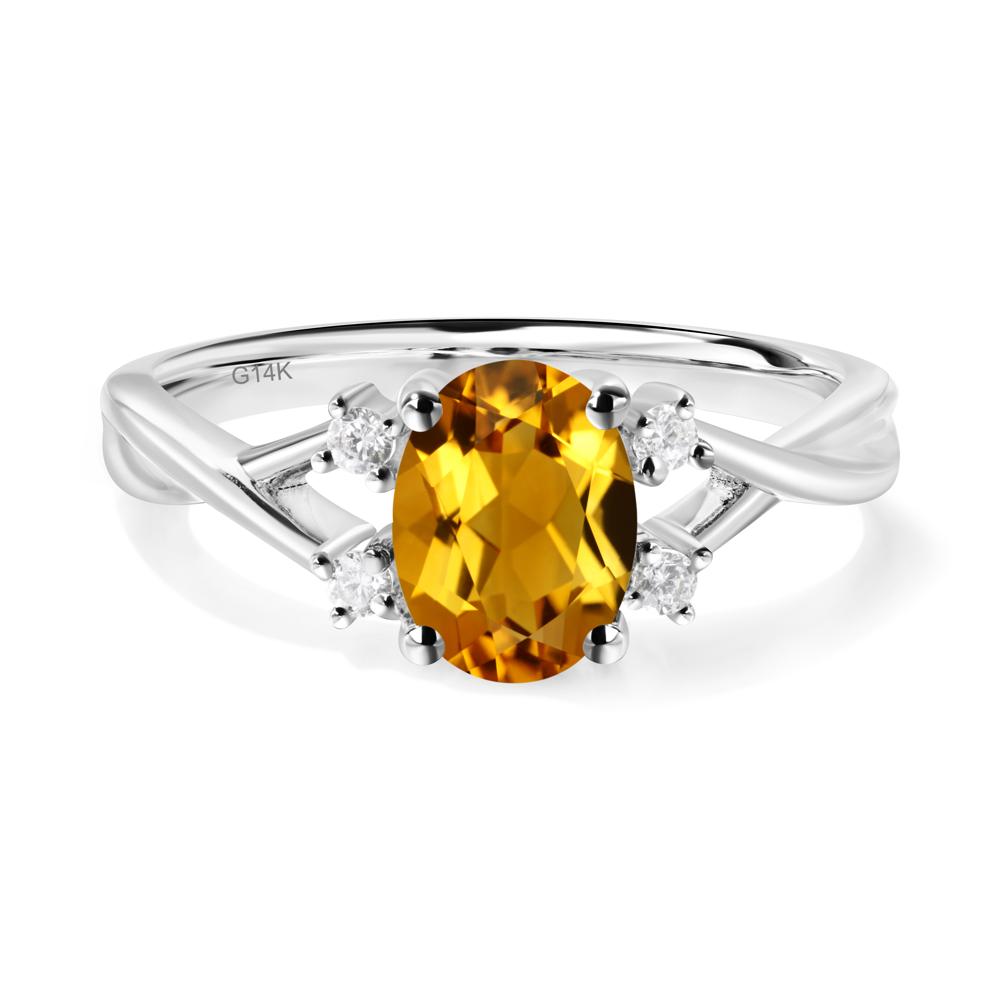 Citrine Oval Engagement Ring with Wedding Band - LUO Jewelry #metal_14k white gold