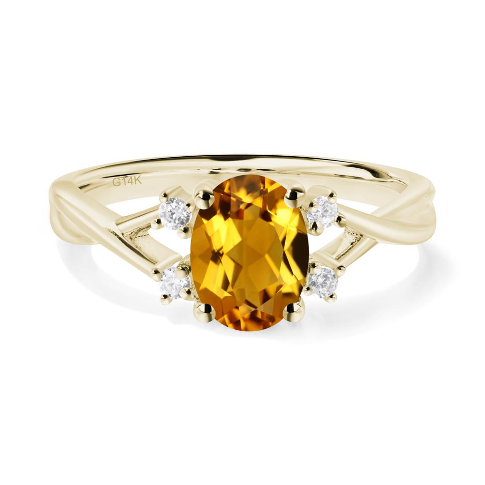 Citrine Oval Engagement Ring with Wedding Band - LUO Jewelry #metal_14k yellow gold