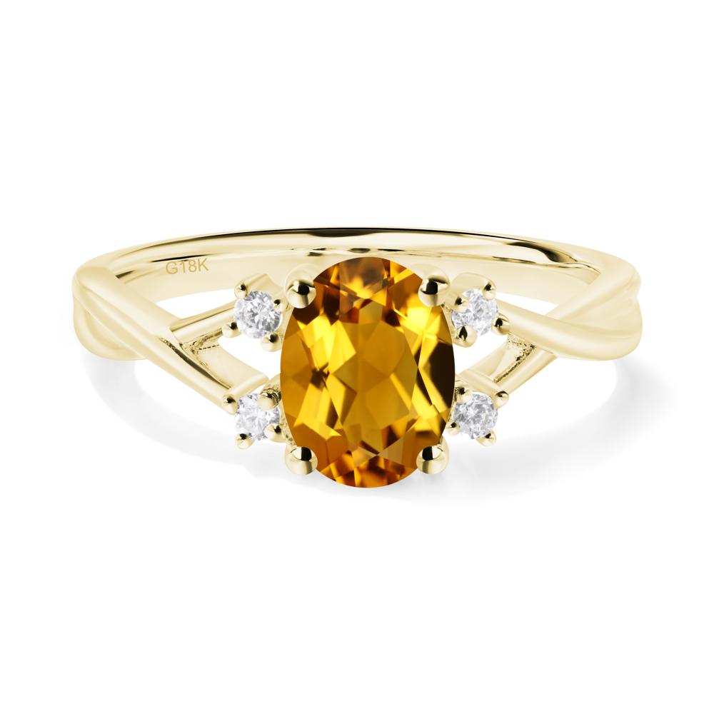 Citrine Oval Engagement Ring with Wedding Band - LUO Jewelry #metal_18k yellow gold