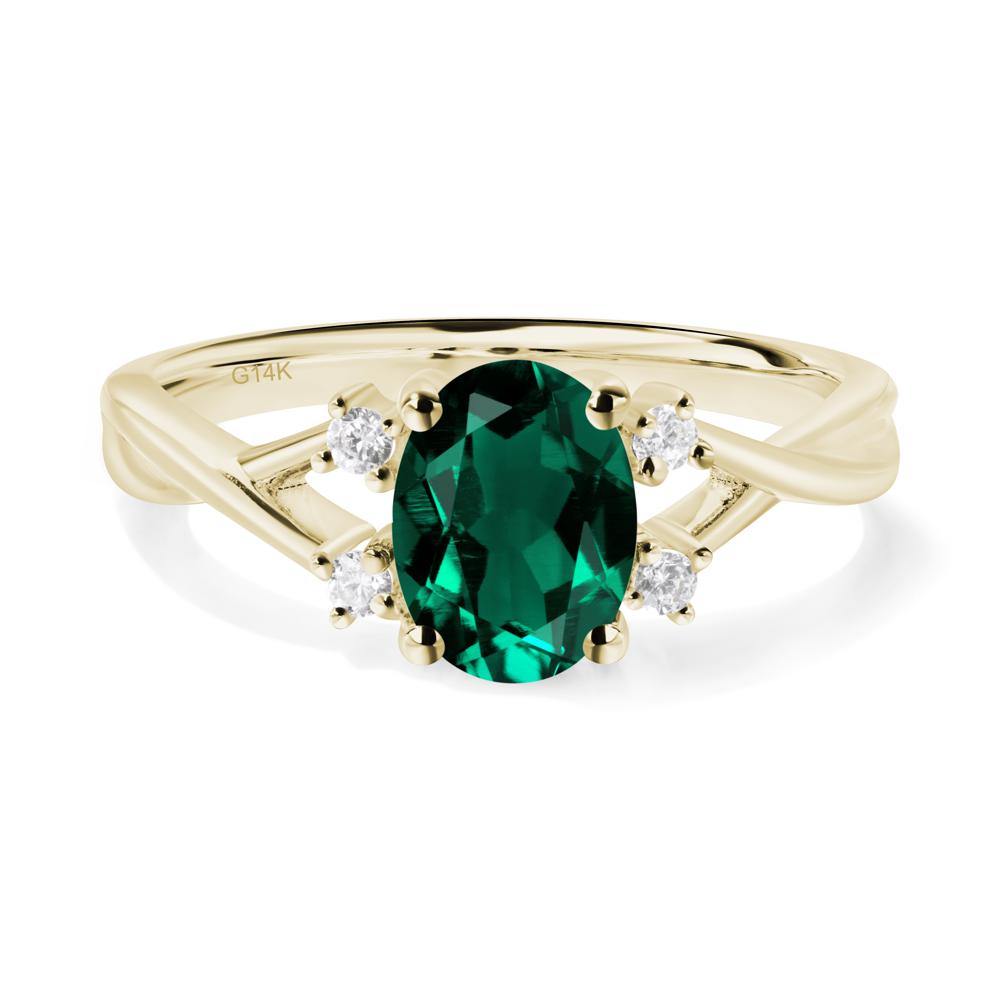 Oval Emerald Wedding Ring Set - LUO Jewelry #metal_14k yellow gold