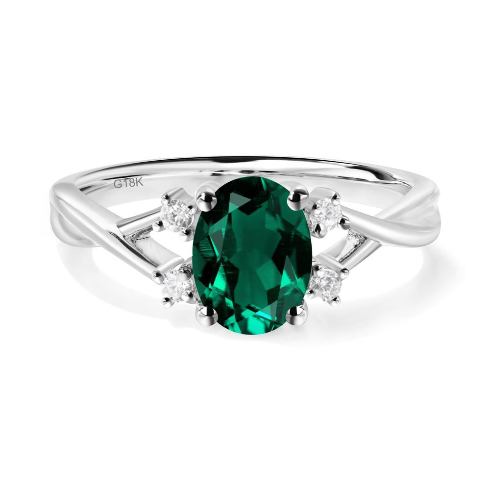 Oval Emerald Wedding Ring Set - LUO Jewelry #metal_18k white gold