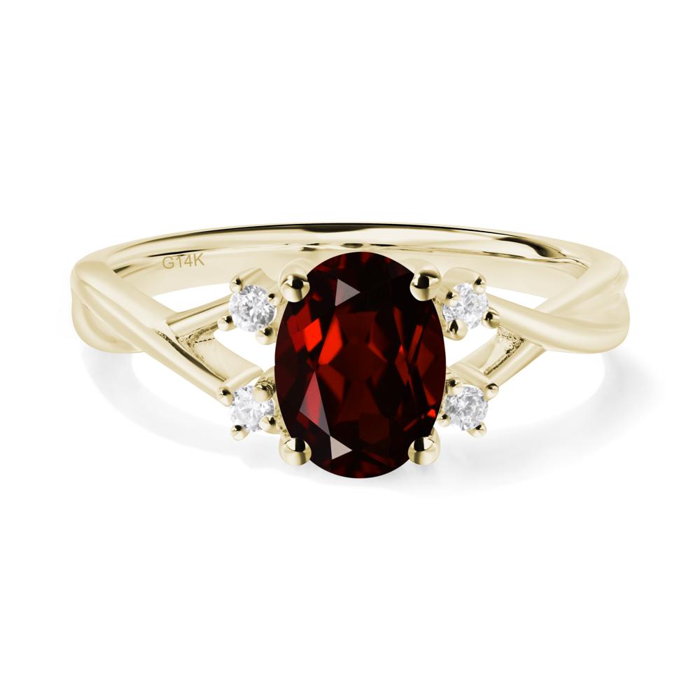 Garnet Oval Engagement Ring with Wedding Band - LUO Jewelry #metal_14k yellow gold