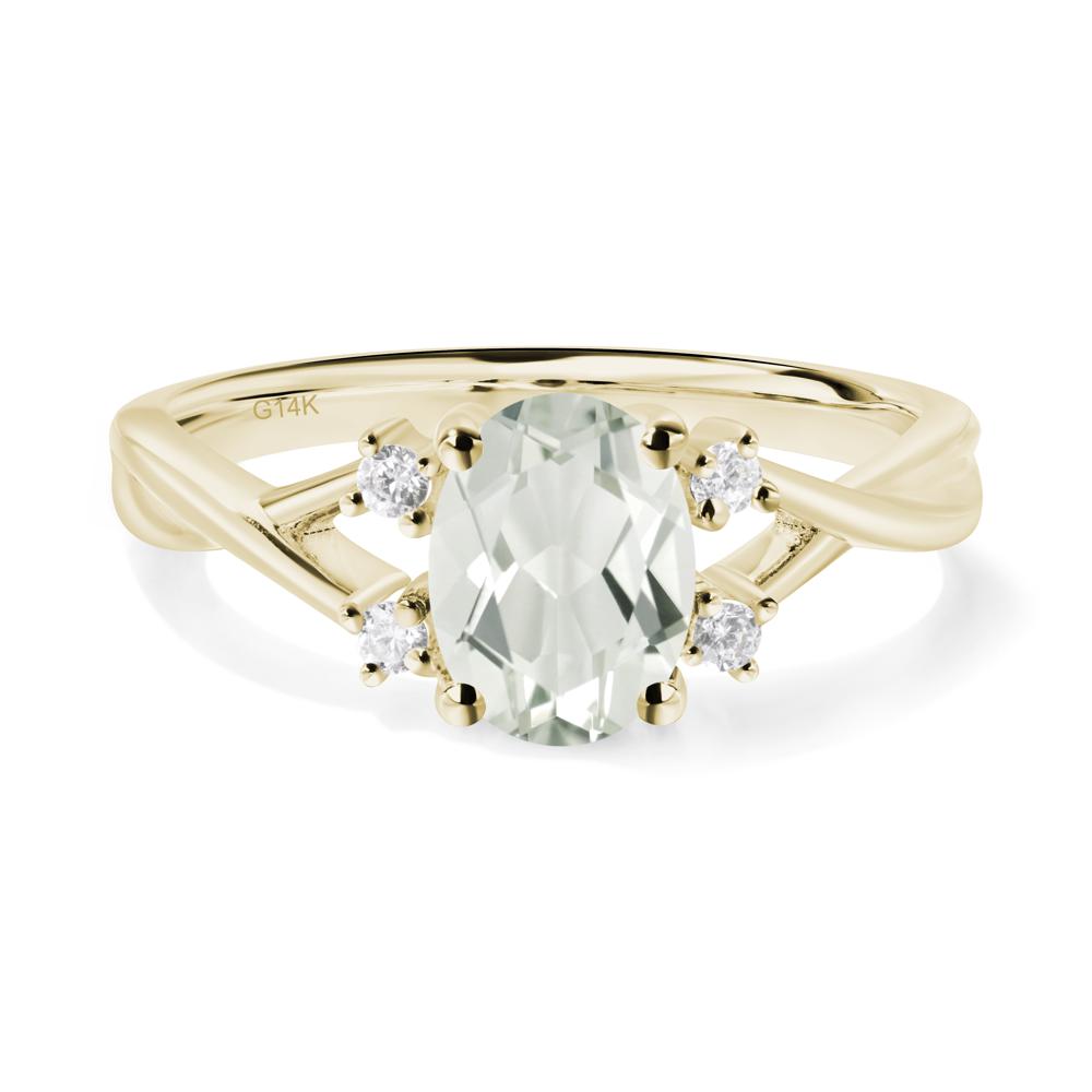 Oval Green Amethyst Wedding Ring Set - LUO Jewelry #metal_14k yellow gold