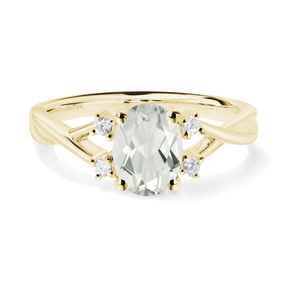 Oval Green Amethyst Wedding Ring Set - LUO Jewelry #metal_18k yellow gold