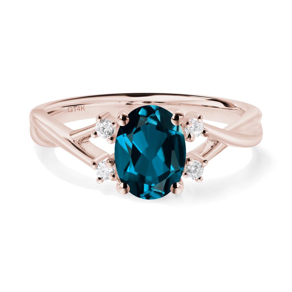 Oval London Blue Topaz Wedding Ring Set - LUO Jewelry #metal_14k rose gold