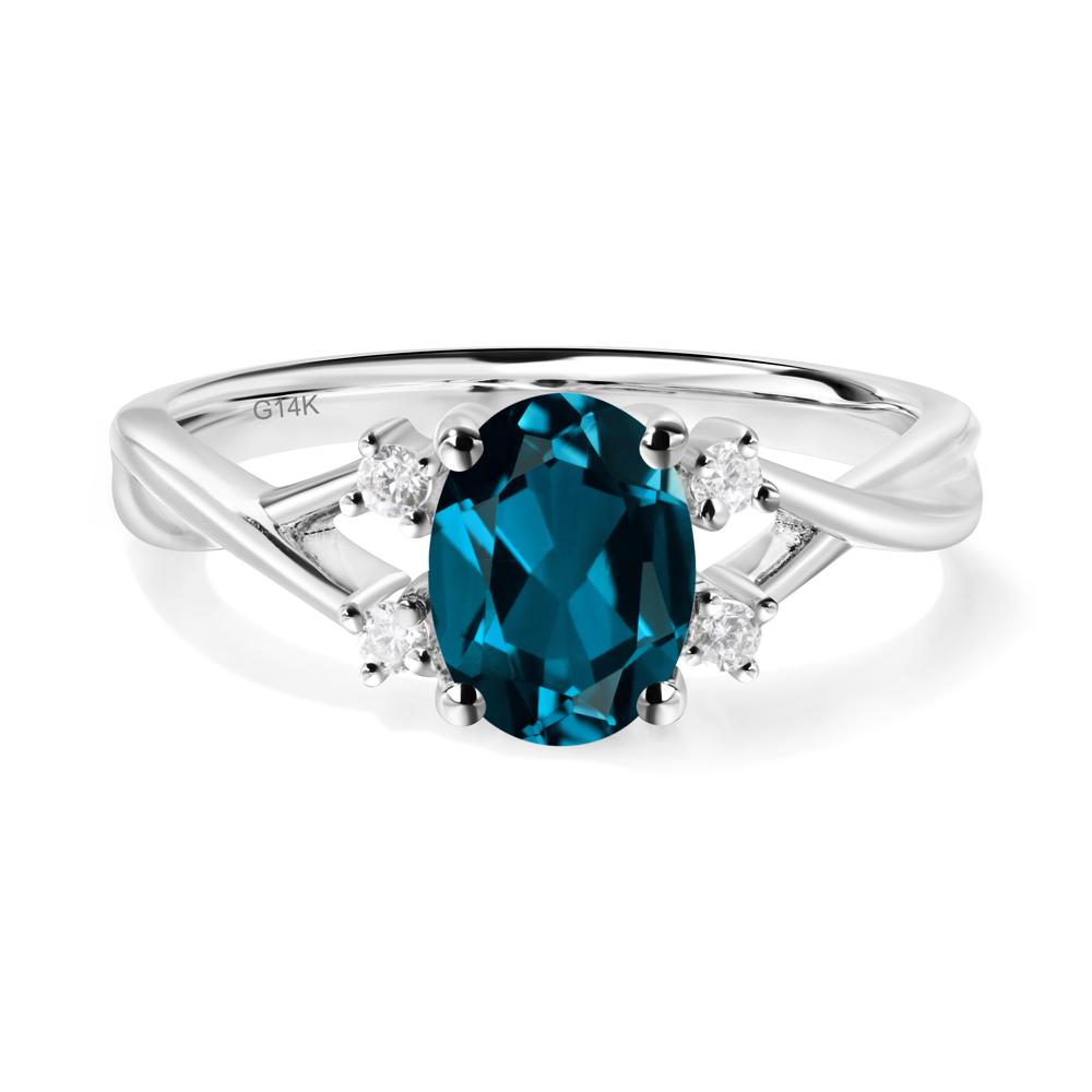 Oval London Blue Topaz Wedding Ring Set - LUO Jewelry #metal_14k white gold