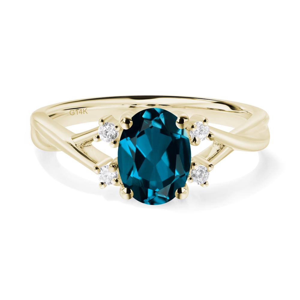 Oval London Blue Topaz Wedding Ring Set - LUO Jewelry #metal_14k yellow gold