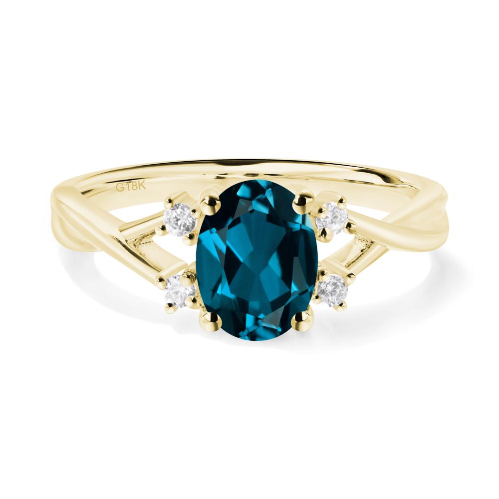 Oval London Blue Topaz Wedding Ring Set - LUO Jewelry #metal_18k yellow gold