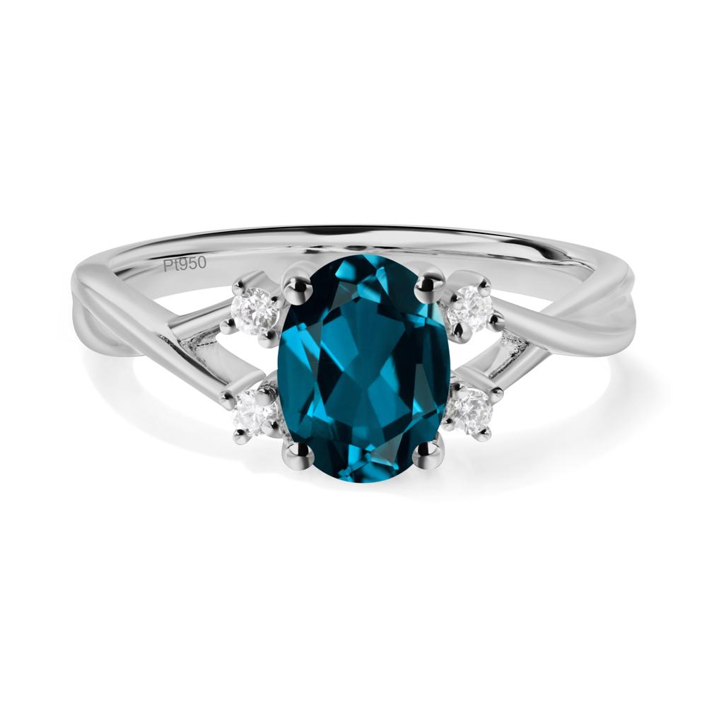 Oval London Blue Topaz Wedding Ring Set - LUO Jewelry #metal_platinum