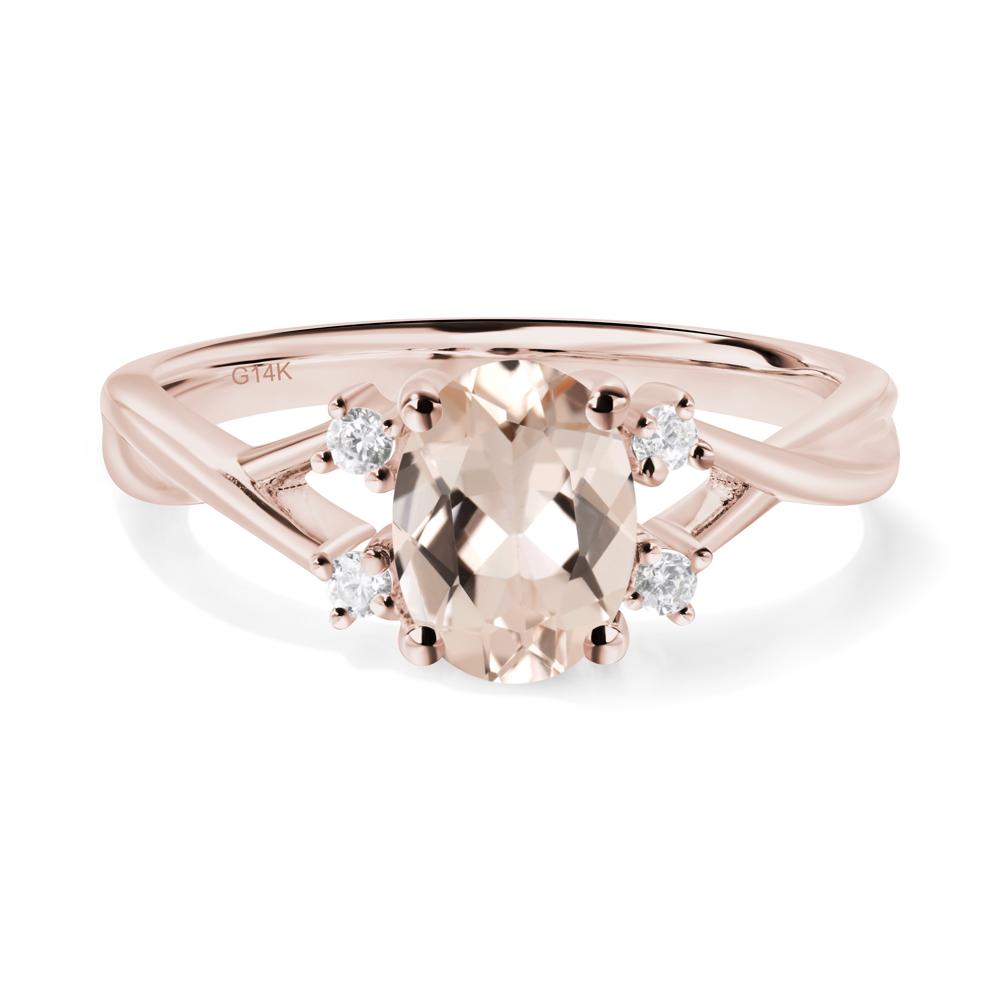 Morganite Oval Engagement Ring with Wedding Band - LUO Jewelry #metal_14k rose gold