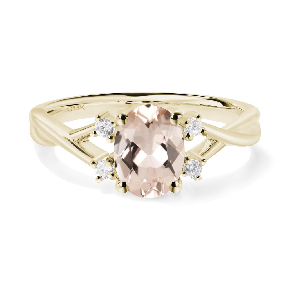 Morganite Oval Engagement Ring with Wedding Band - LUO Jewelry #metal_14k yellow gold