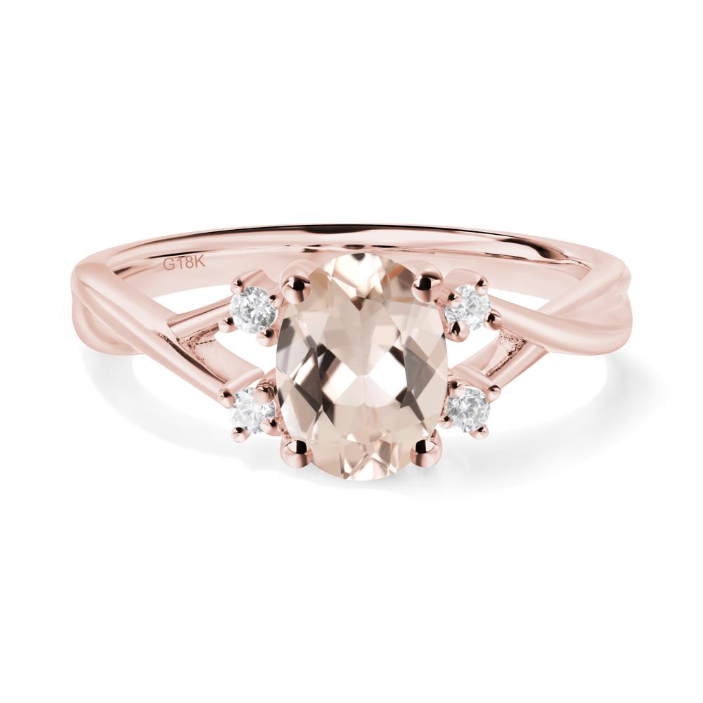 Morganite Oval Engagement Ring with Wedding Band - LUO Jewelry #metal_18k rose gold