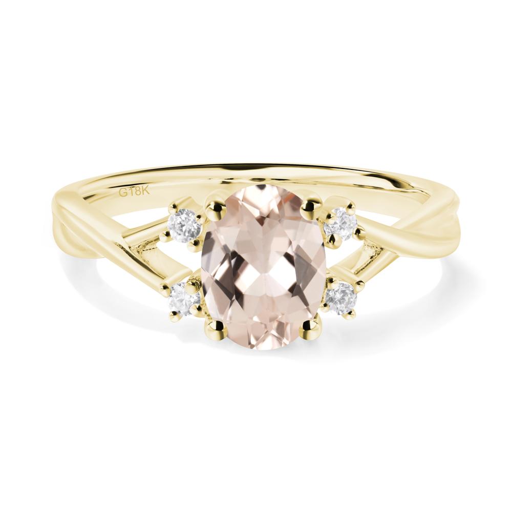 Morganite Oval Engagement Ring with Wedding Band - LUO Jewelry #metal_18k yellow gold