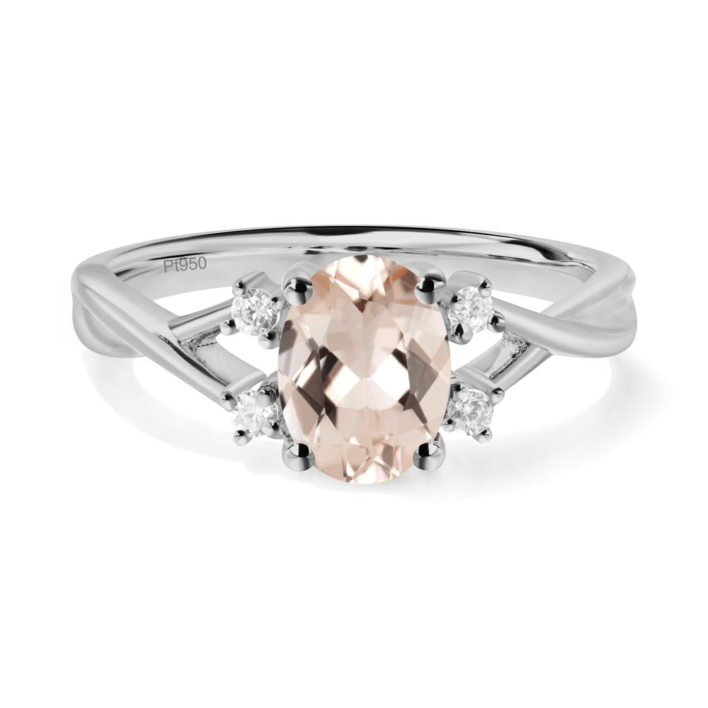 Morganite Oval Engagement Ring with Wedding Band - LUO Jewelry #metal_platinum