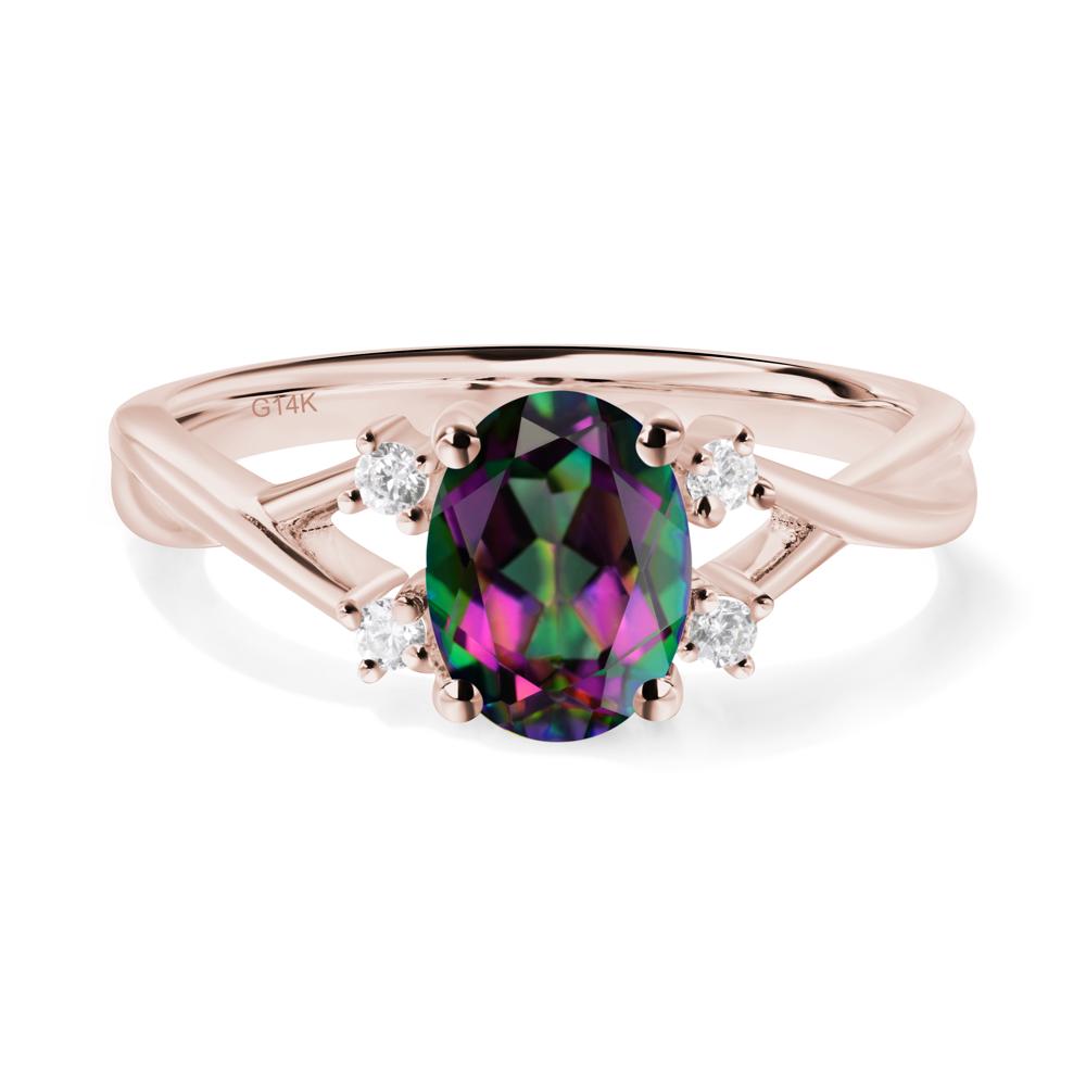 Oval Mystic Topaz Wedding Ring Set - LUO Jewelry #metal_14k rose gold