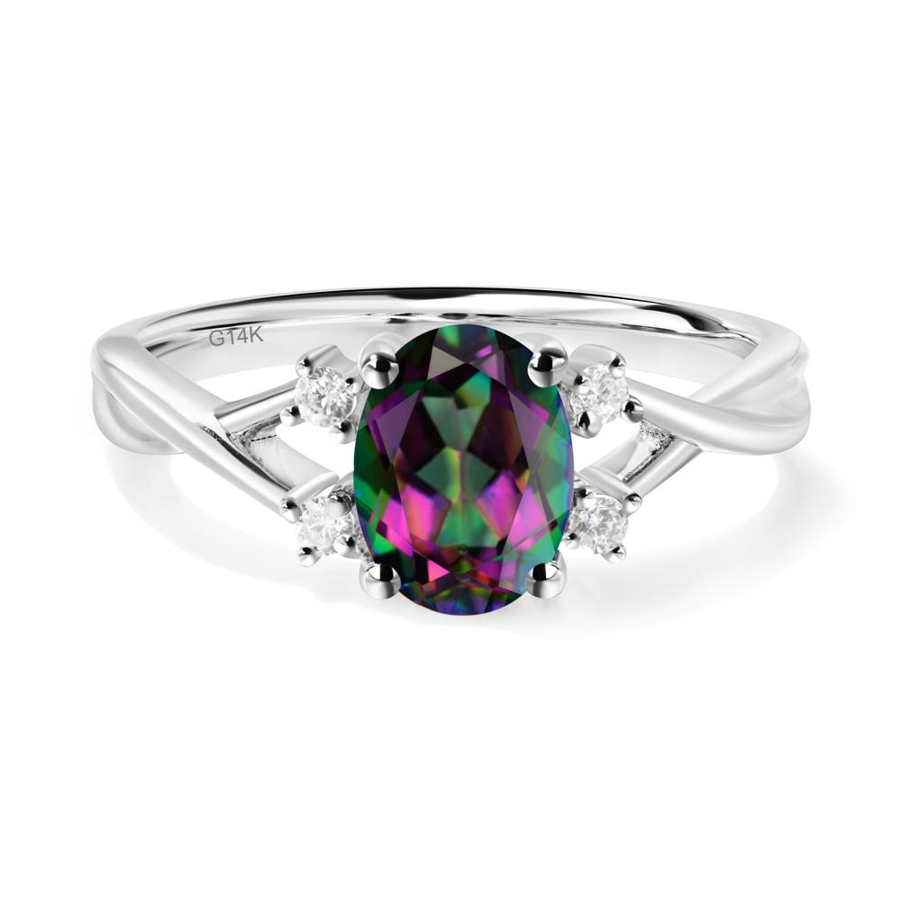 Oval Mystic Topaz Wedding Ring Set - LUO Jewelry #metal_14k white gold