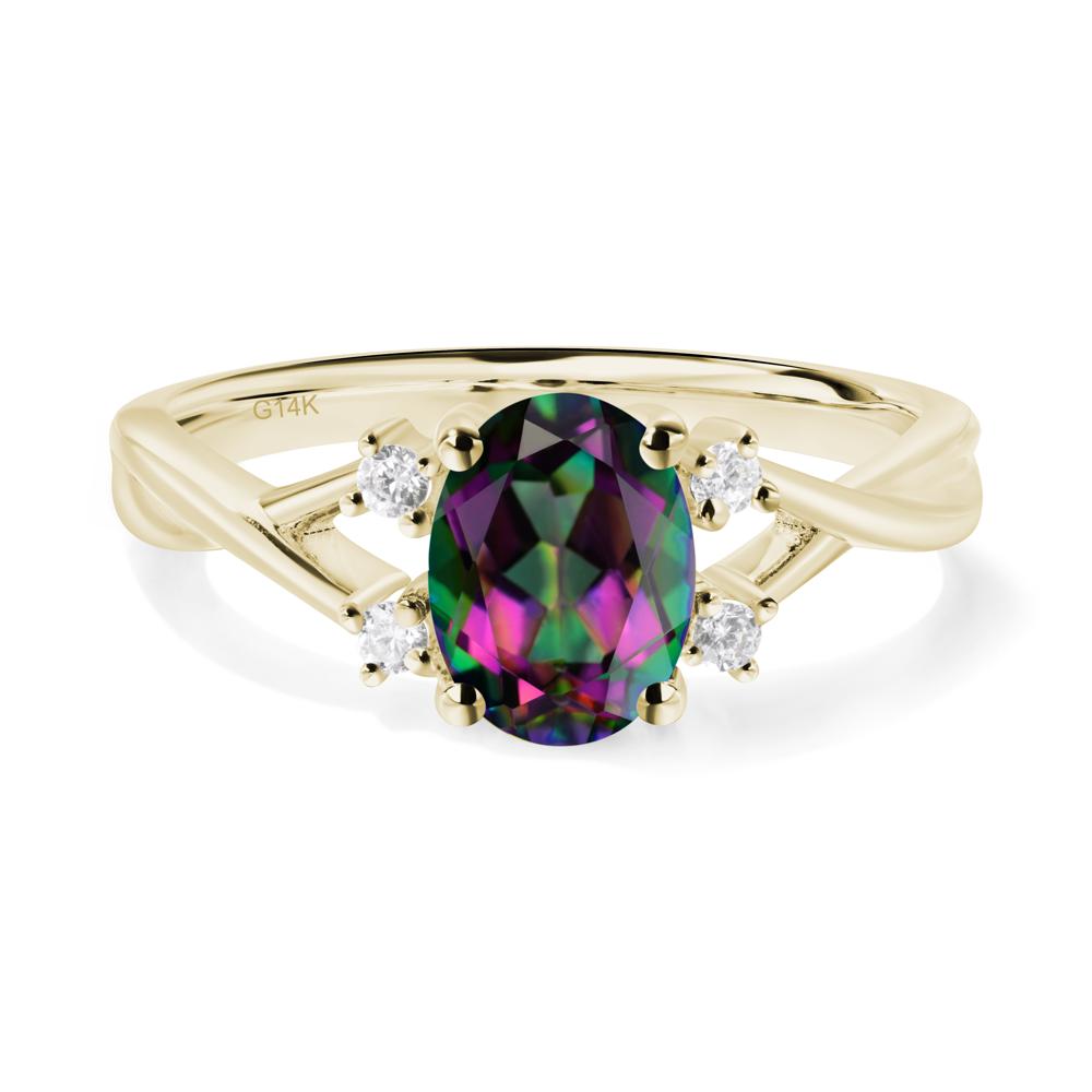 Oval Mystic Topaz Wedding Ring Set - LUO Jewelry #metal_14k yellow gold