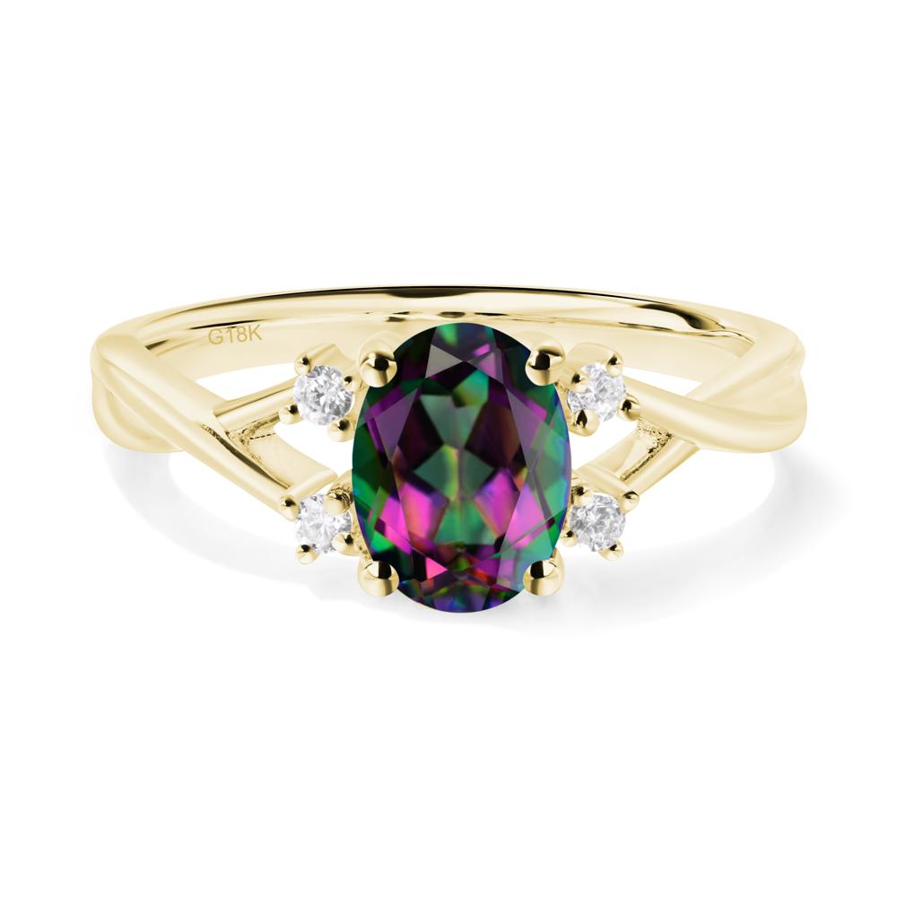 Oval Mystic Topaz Wedding Ring Set - LUO Jewelry #metal_18k yellow gold