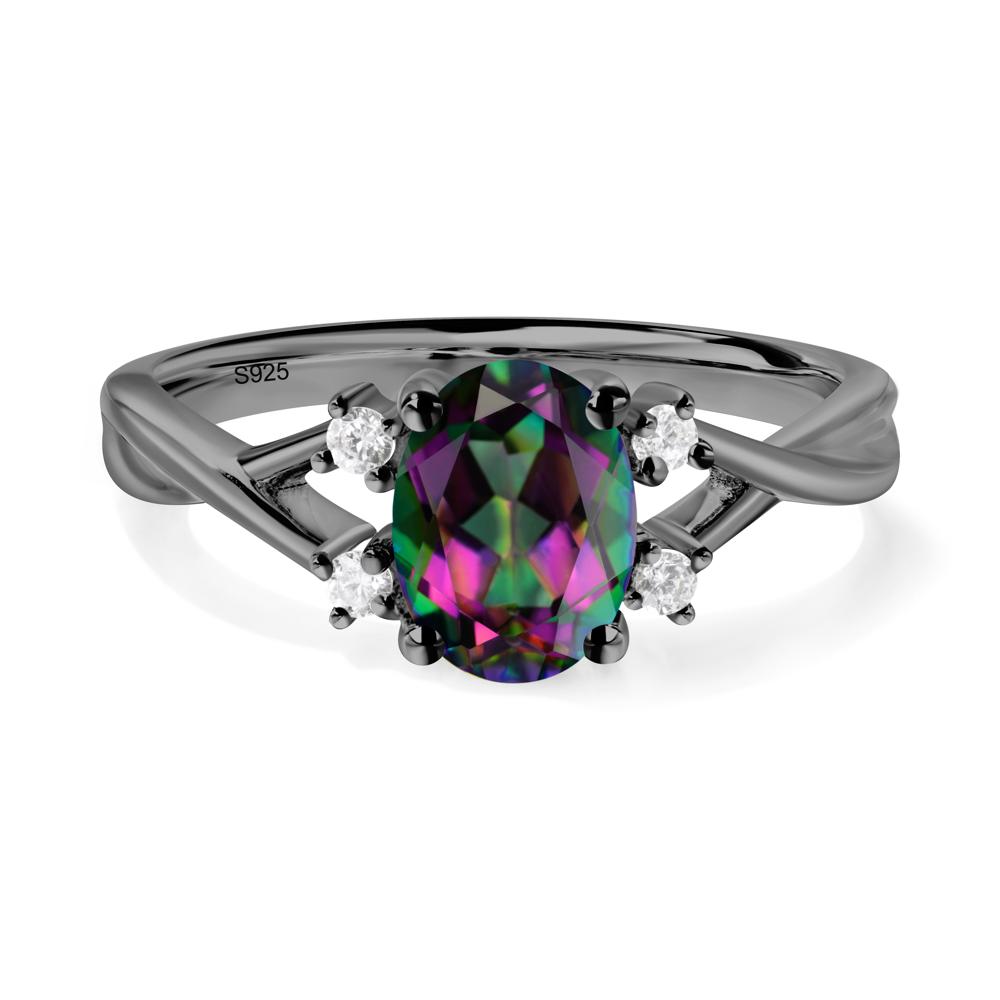 Oval Mystic Topaz Wedding Ring Set - LUO Jewelry #metal_black finish sterling silver