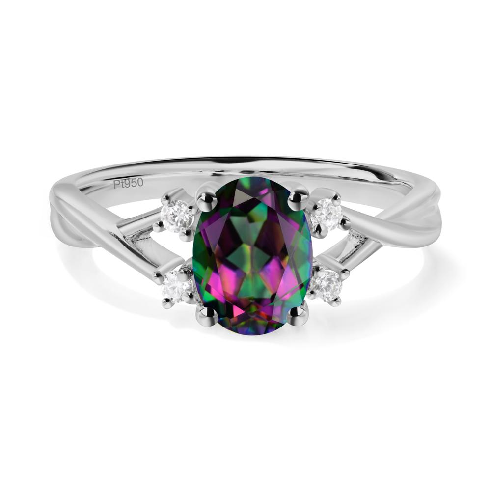 Oval Mystic Topaz Wedding Ring Set - LUO Jewelry #metal_platinum