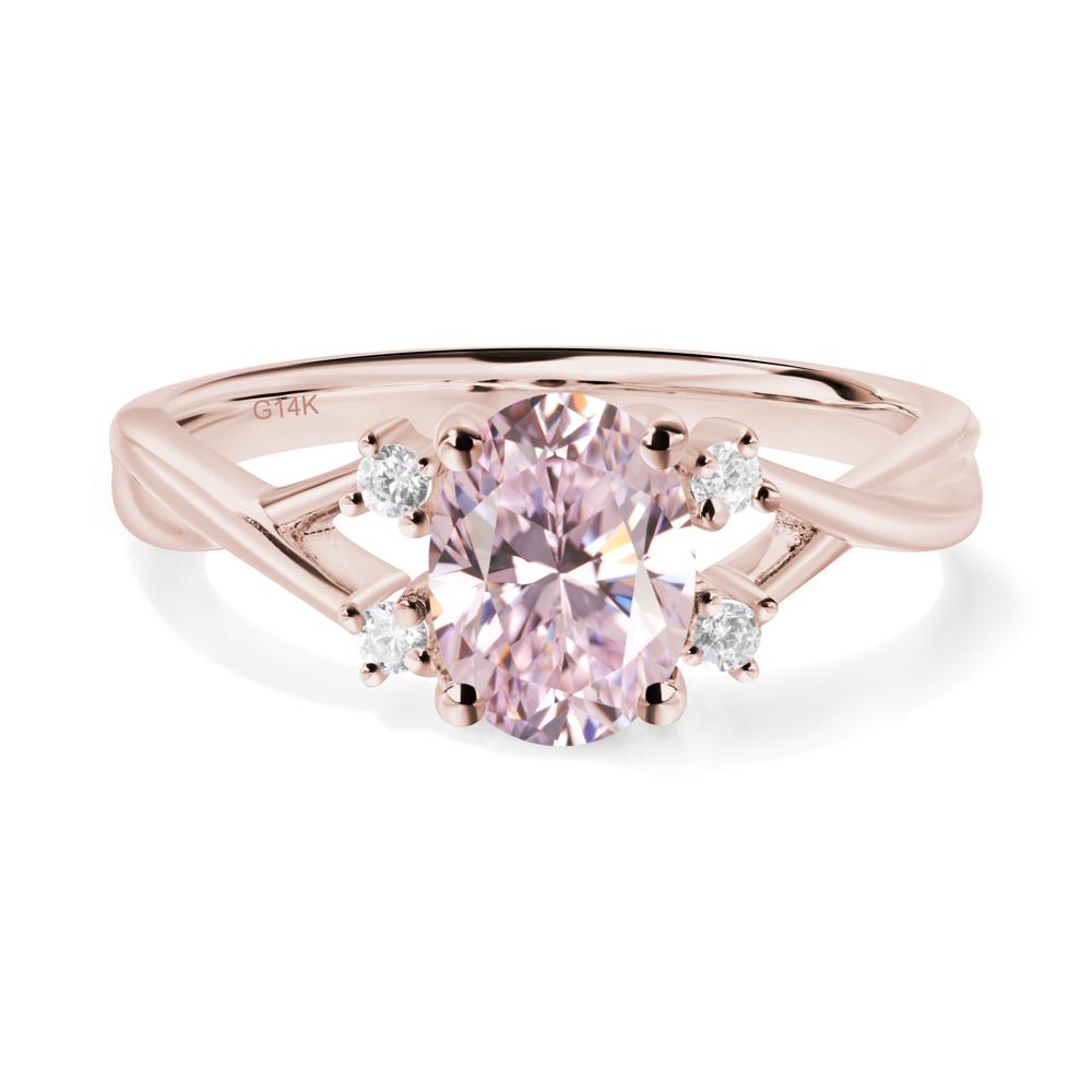 Pink Cubic Zirconia Oval Engagement Ring with Wedding Band - LUO Jewelry #metal_14k rose gold