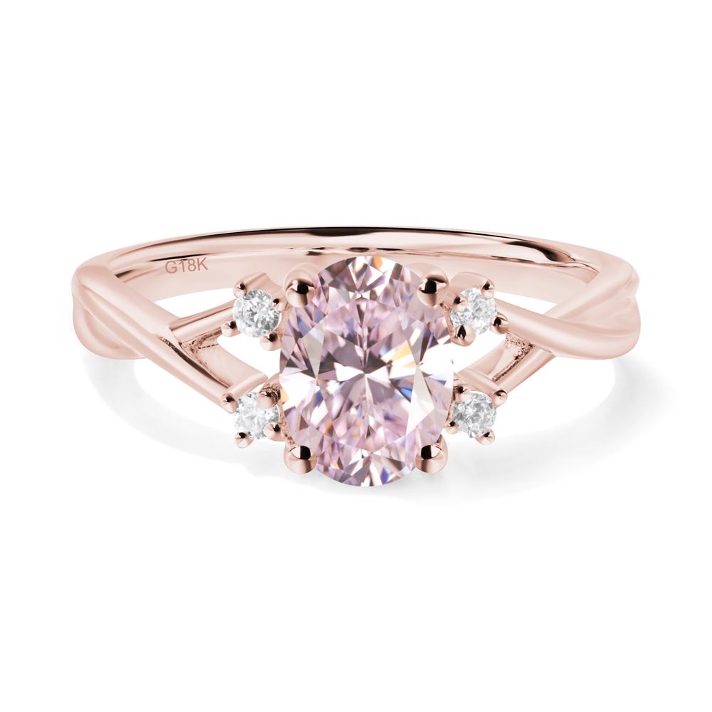 Pink Cubic Zirconia Oval Engagement Ring with Wedding Band - LUO Jewelry #metal_18k rose gold