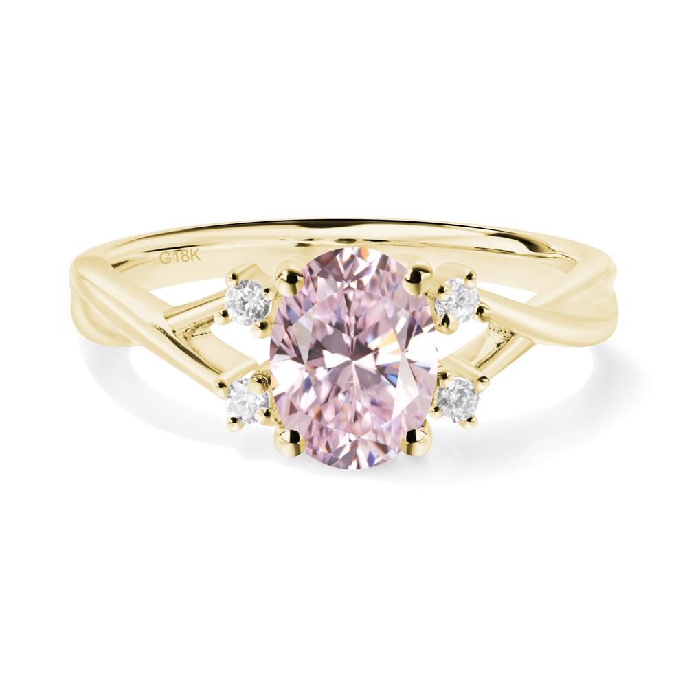 Pink Cubic Zirconia Oval Engagement Ring with Wedding Band - LUO Jewelry #metal_18k yellow gold