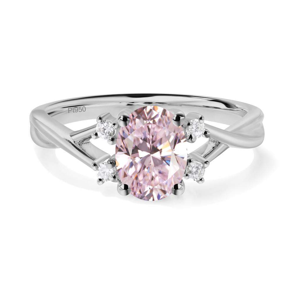 Pink Cubic Zirconia Oval Engagement Ring with Wedding Band - LUO Jewelry #metal_platinum