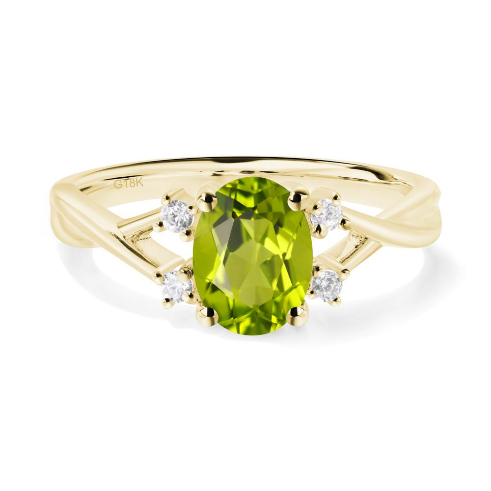 Oval Peridot Wedding Ring Set - LUO Jewelry #metal_18k yellow gold