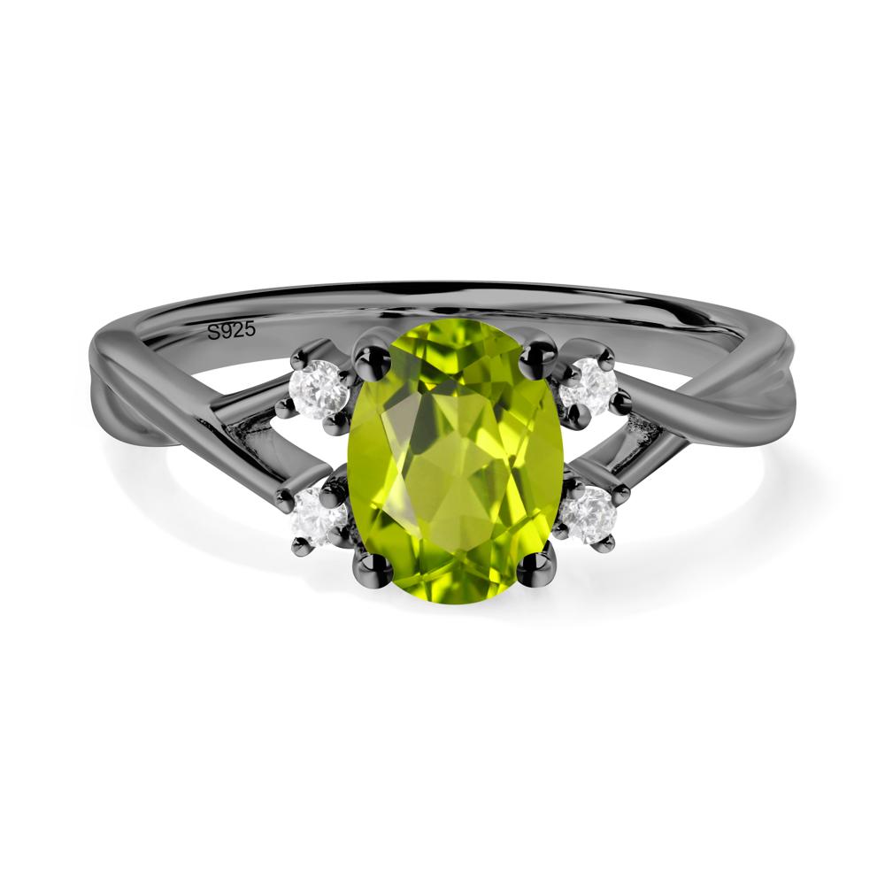 Oval Peridot Wedding Ring Set - LUO Jewelry #metal_black finish sterling silver