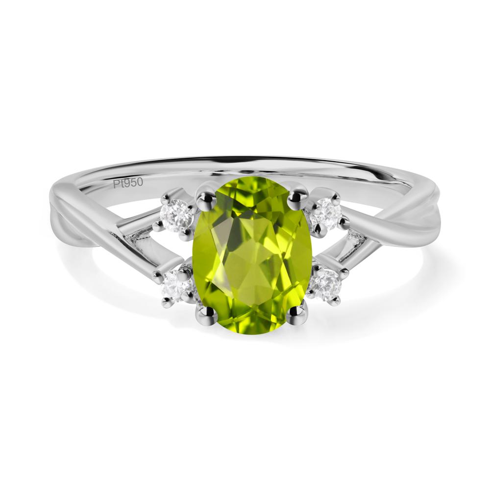 Oval Peridot Wedding Ring Set - LUO Jewelry #metal_platinum