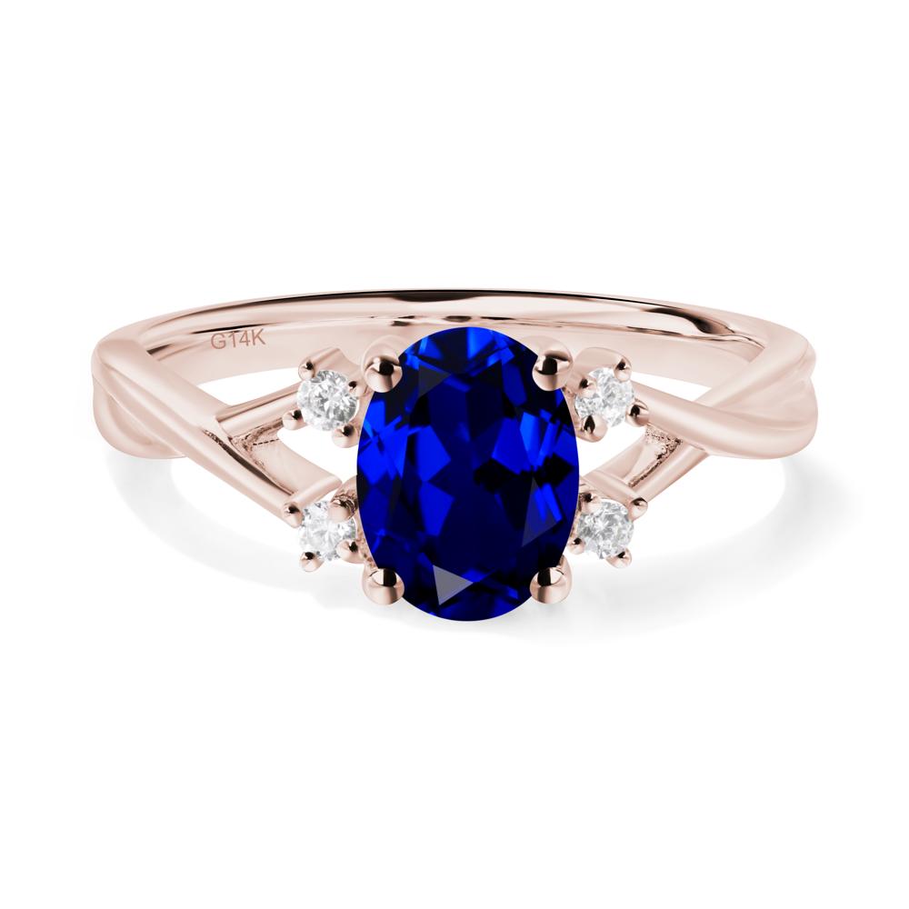 Sapphire Oval Engagement Ring with Wedding Band - LUO Jewelry #metal_14k rose gold