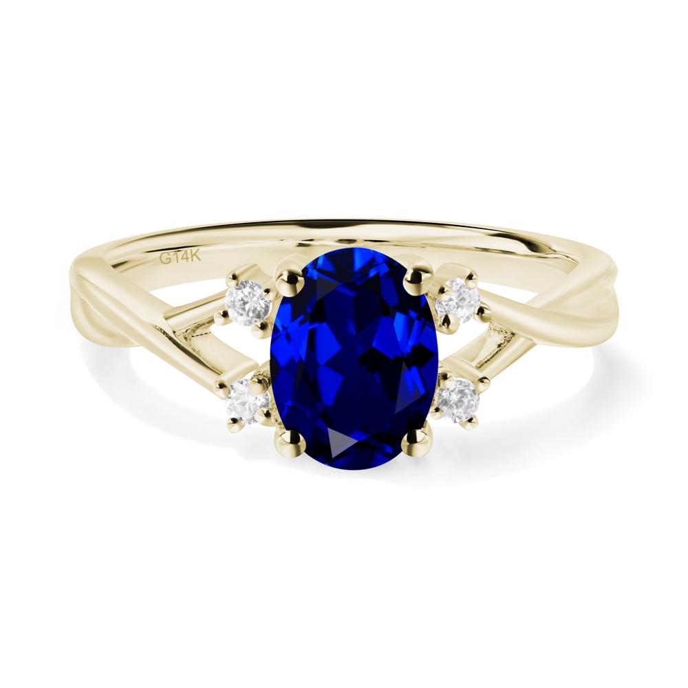 Sapphire Oval Engagement Ring with Wedding Band - LUO Jewelry #metal_14k yellow gold