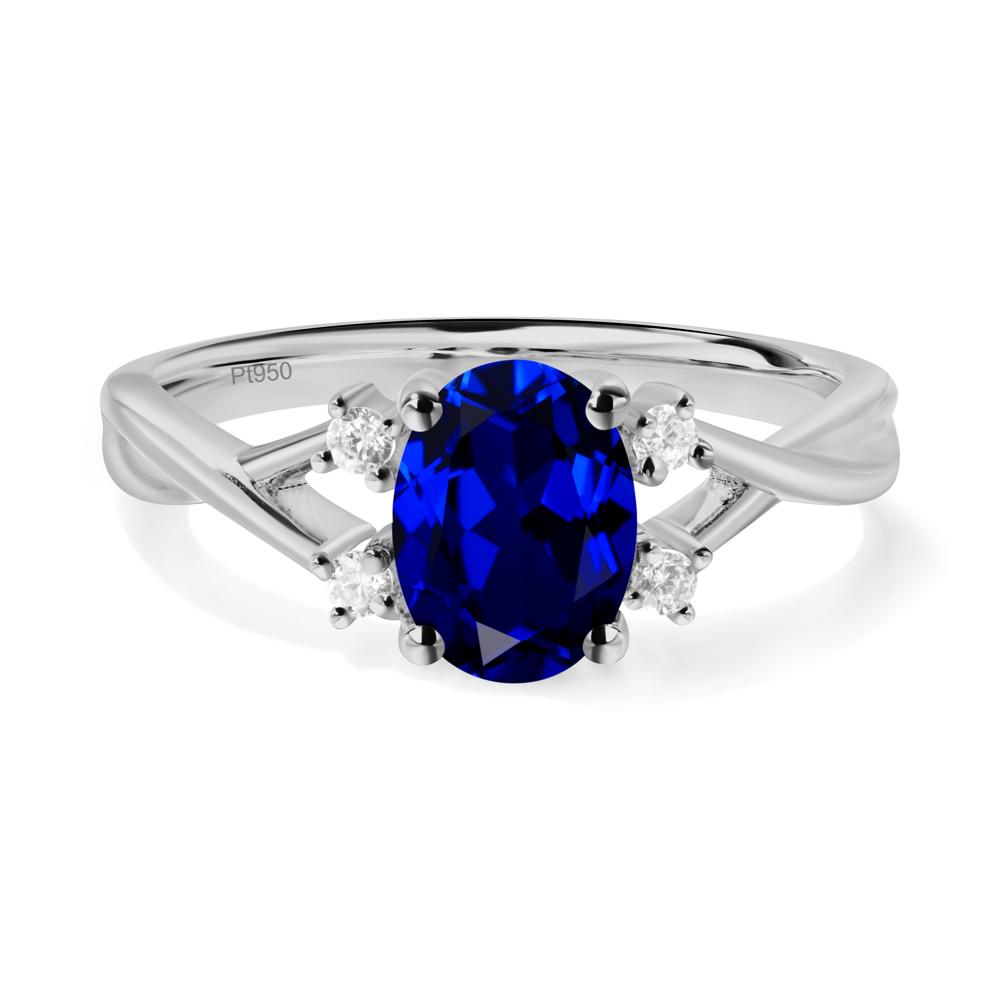 Sapphire Oval Engagement Ring with Wedding Band - LUO Jewelry #metal_platinum