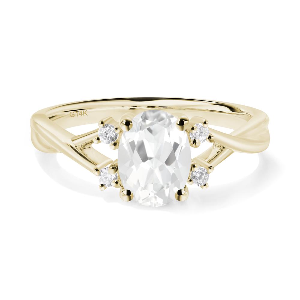 White Topaz Oval Engagement Ring with Wedding Band - LUO Jewelry #metal_14k yellow gold