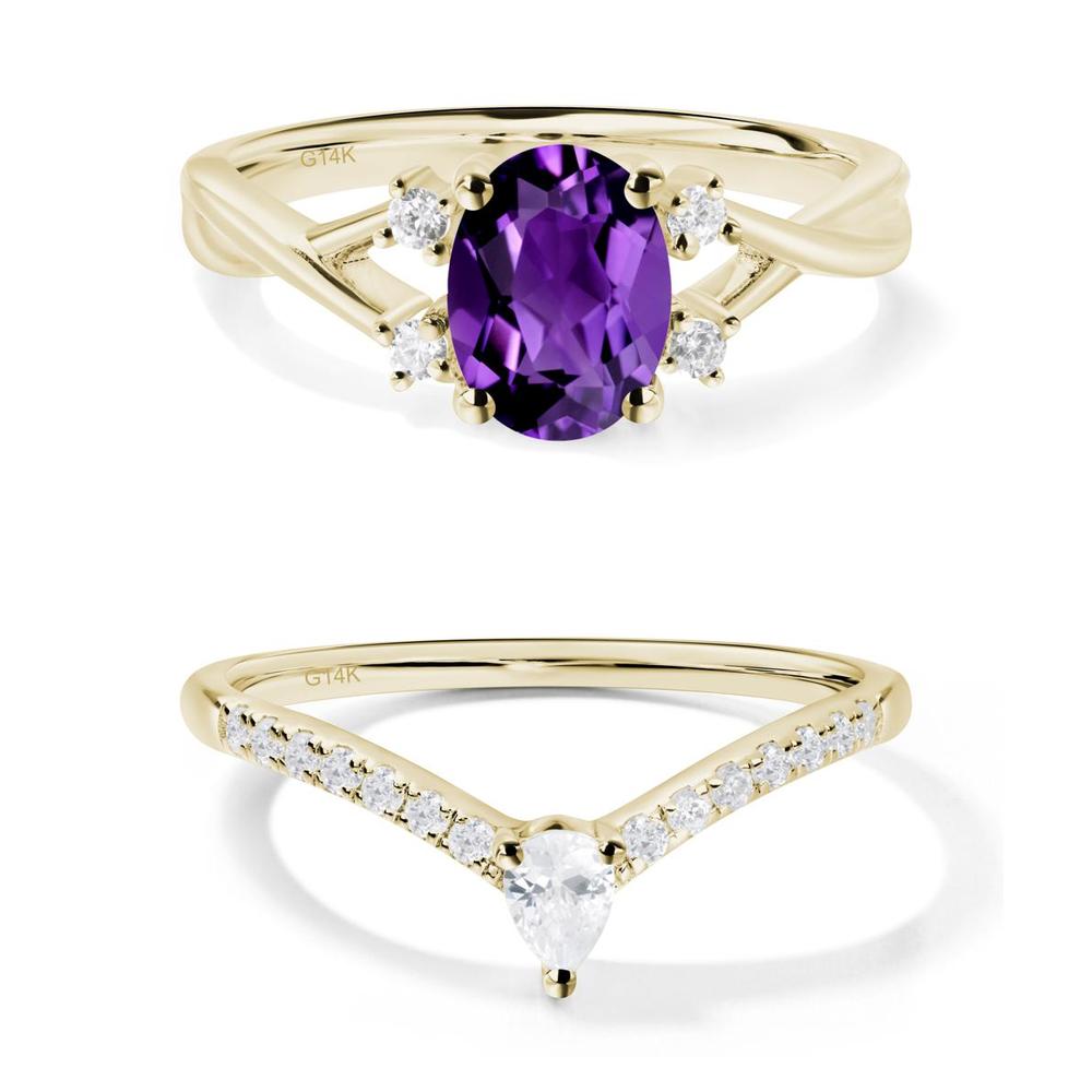 Oval Amethyst Wedding Ring Set - LUO Jewelry #metal_xxxxx