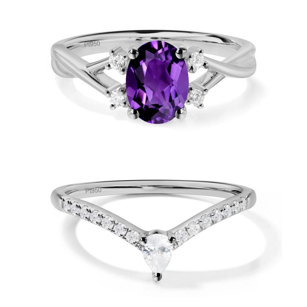 Oval Amethyst Wedding Ring Set - LUO Jewelry #metal_xxxxx