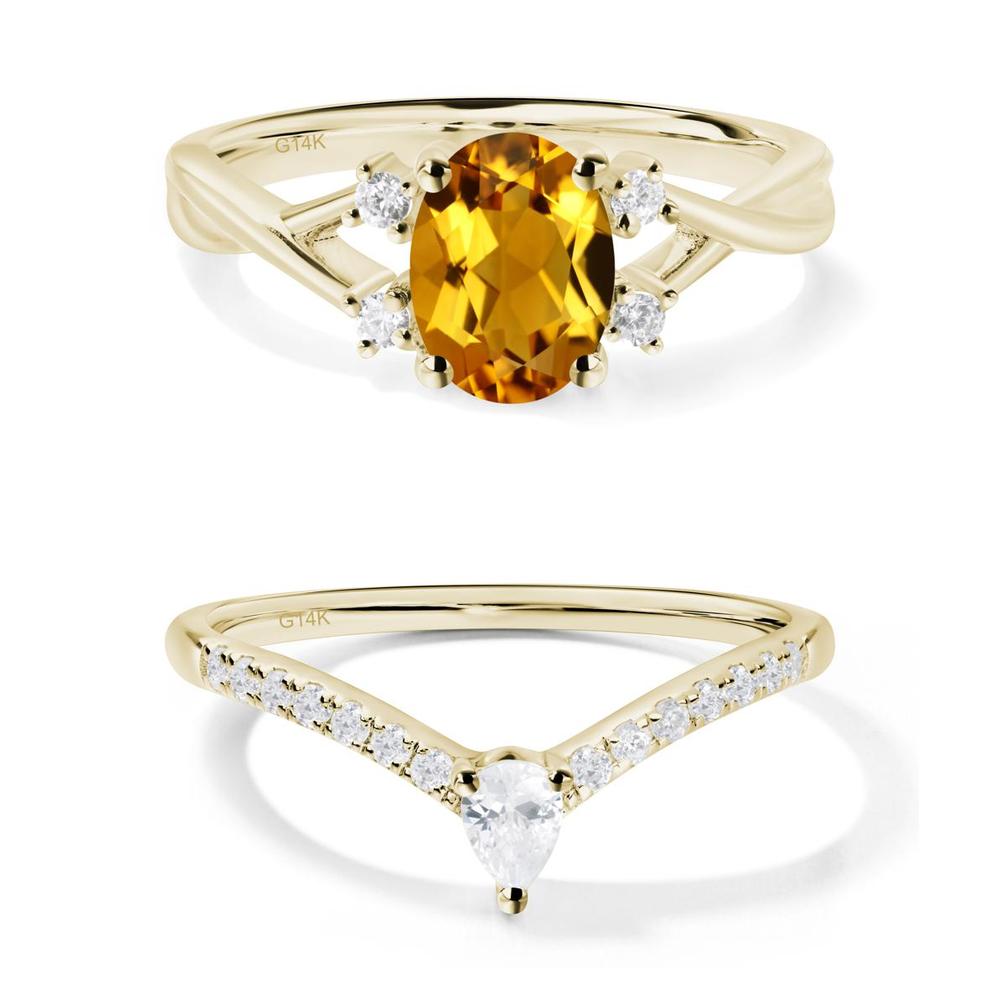 Citrine Oval Engagement Ring with Wedding Band - LUO Jewelry #metal_xxxxx