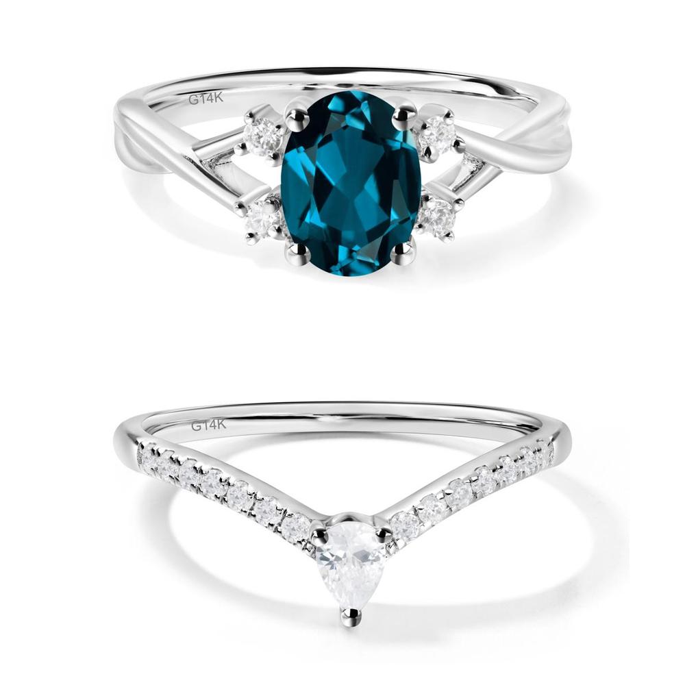 Oval London Blue Topaz Wedding Ring Set - LUO Jewelry #metal_xxxxx