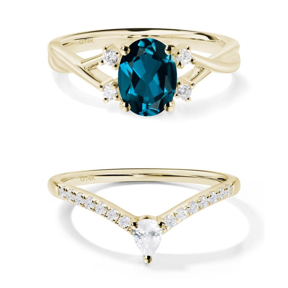 Oval London Blue Topaz Wedding Ring Set - LUO Jewelry #metal_xxxxx