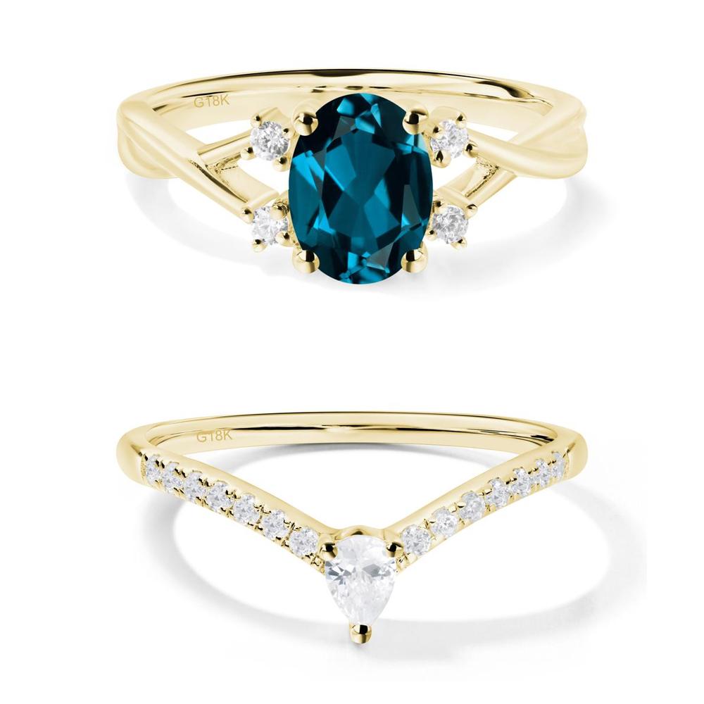 Oval London Blue Topaz Wedding Ring Set - LUO Jewelry #metal_xxxxx