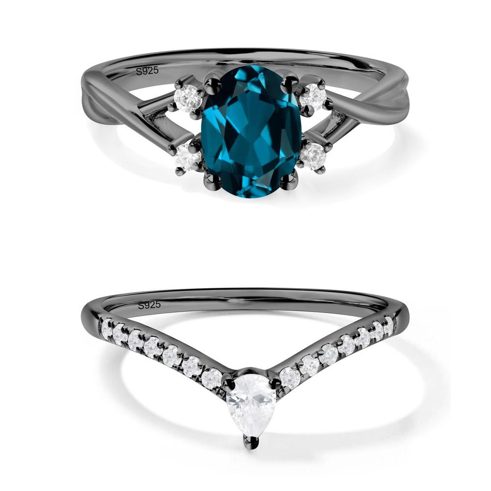 Oval London Blue Topaz Wedding Ring Set - LUO Jewelry #metal_xxxxx