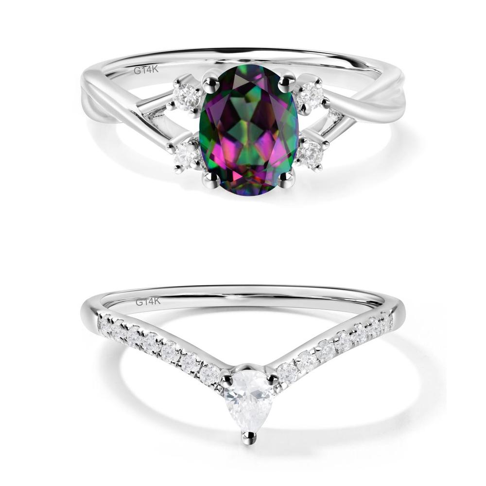 Oval Mystic Topaz Wedding Ring Set - LUO Jewelry #metal_xxxxx