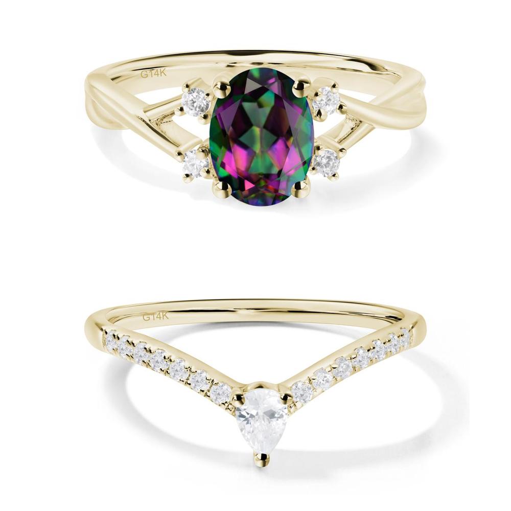 Oval Mystic Topaz Wedding Ring Set - LUO Jewelry #metal_xxxxx