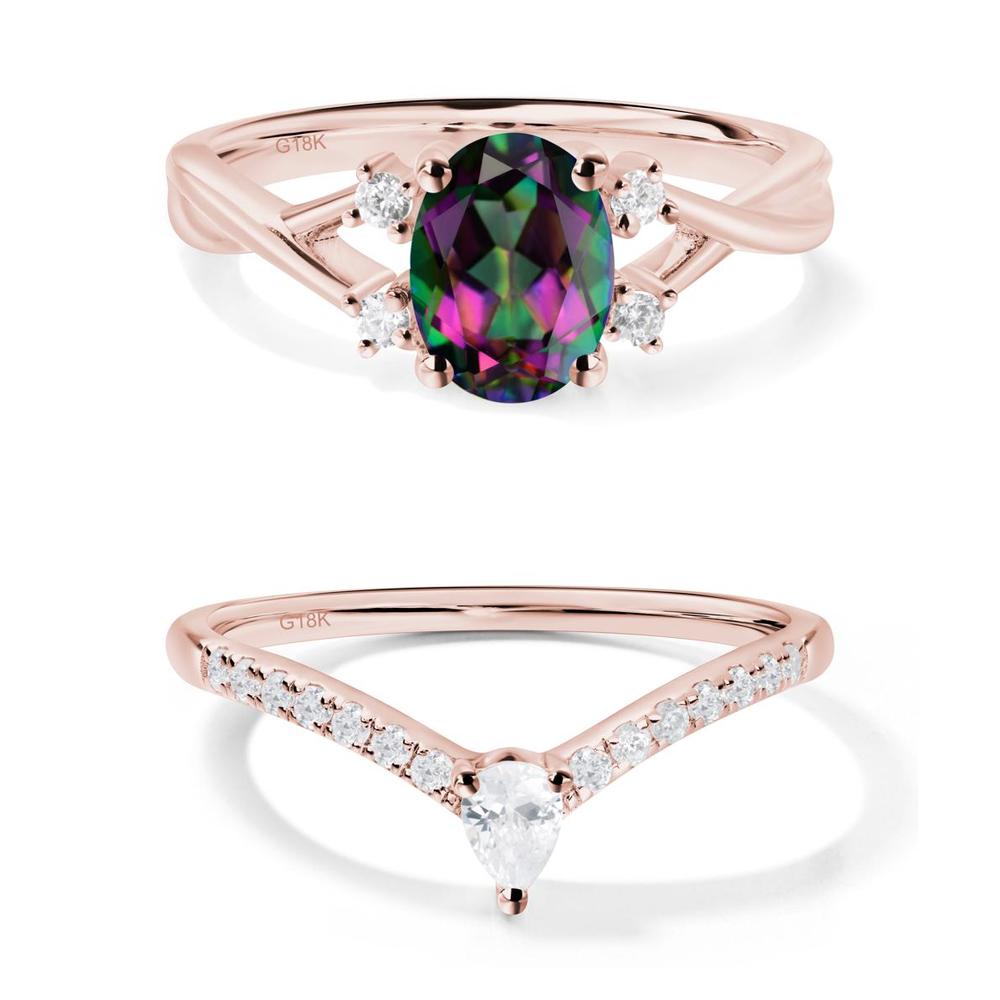 Oval Mystic Topaz Wedding Ring Set - LUO Jewelry #metal_xxxxx