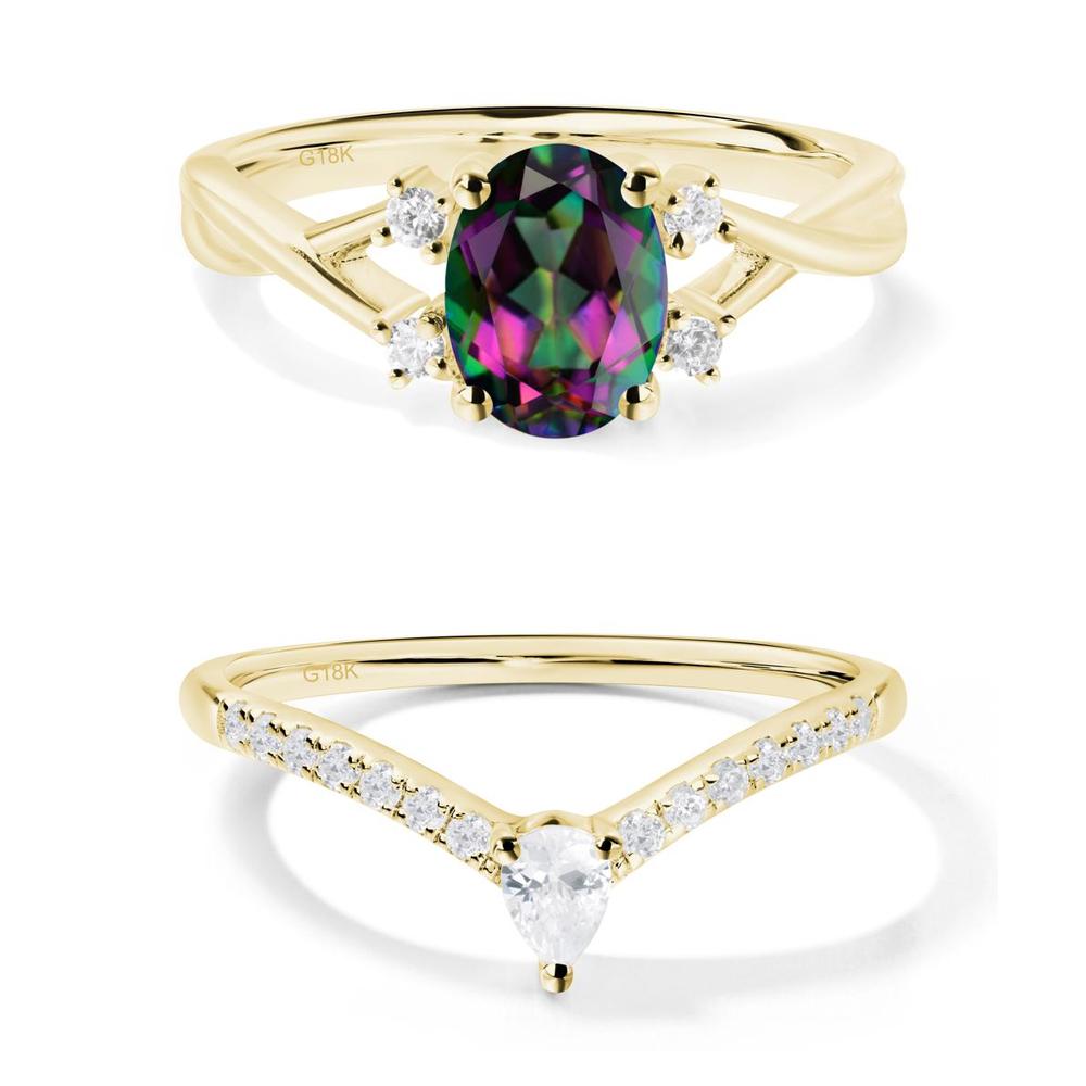 Oval Mystic Topaz Wedding Ring Set - LUO Jewelry #metal_xxxxx